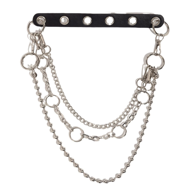 Hip-Hop Solid Color Pu Leather Iron Chain Unisex Leather Belts