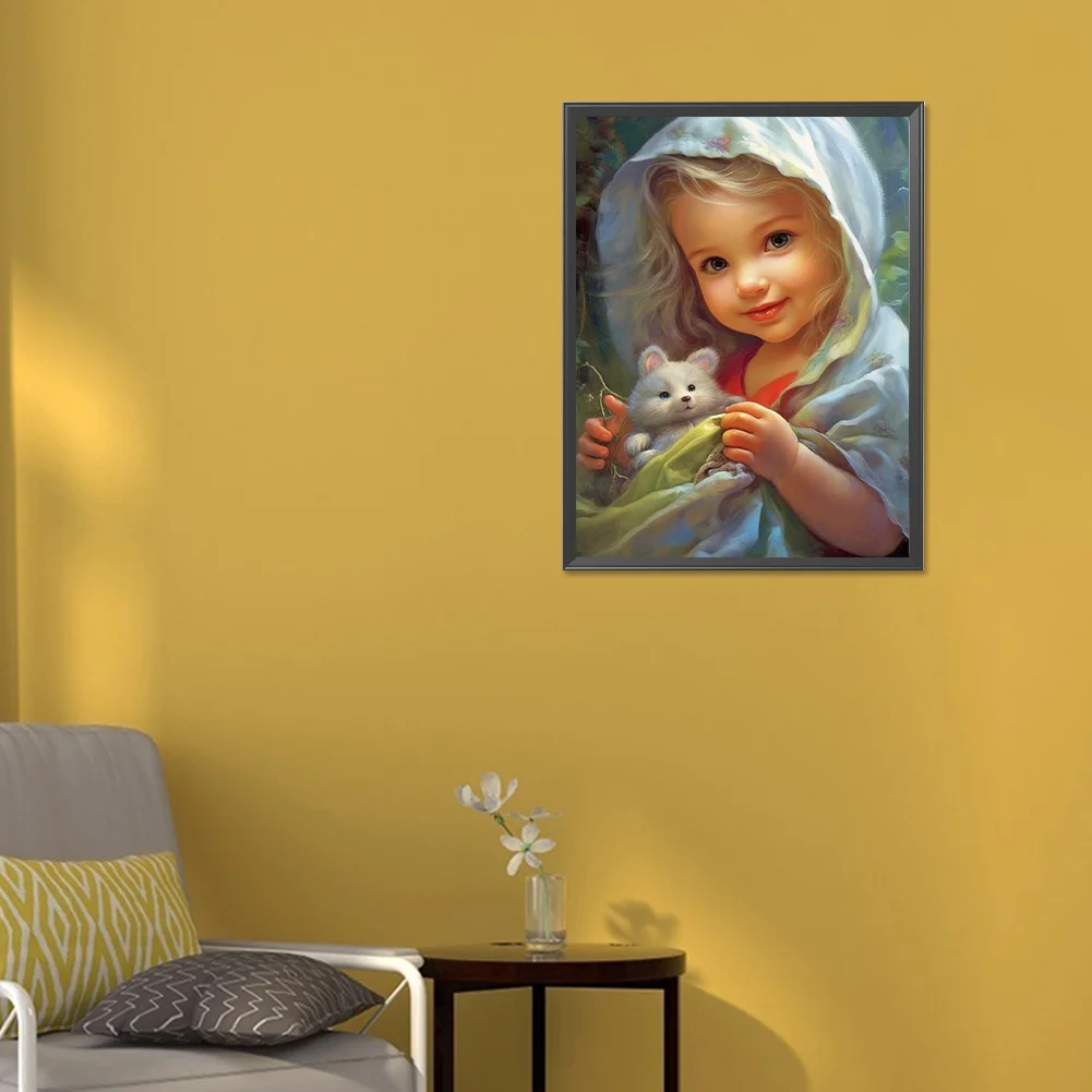 Diamond Painting - Full Round Drill - Curly Hair Big Eyes Girl(Canvas|30*40cm)