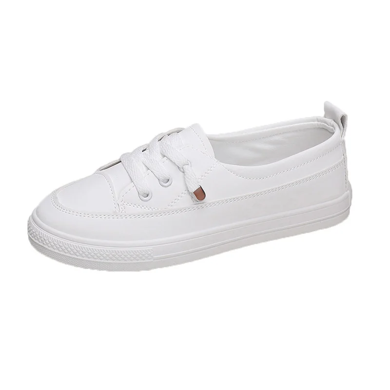 Tanguoant Tanguoant White Shoes Women With Front Sneakers Solid White Shoes Korean Flat Shoes Women Wear