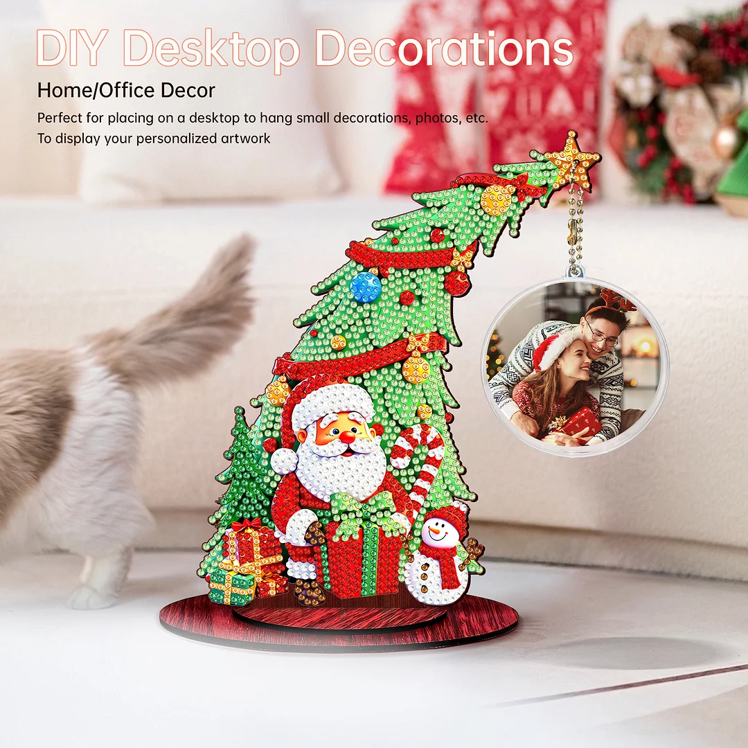 Photo Christmas Tree 5D DIY Diamond Art Tabletop Wood Decorations Ornament Kits