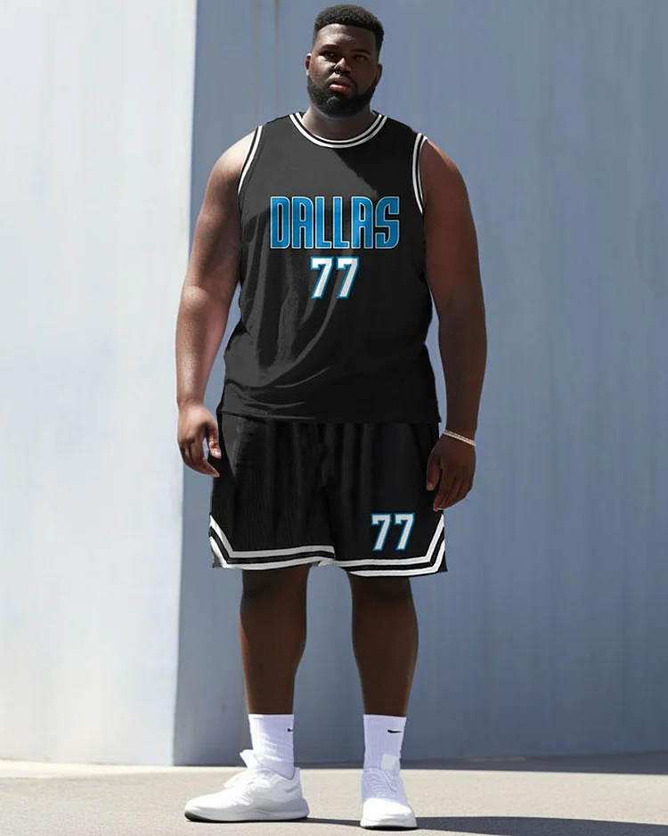Men's Plus Size Basketball 77 Sports Two-piece Vest