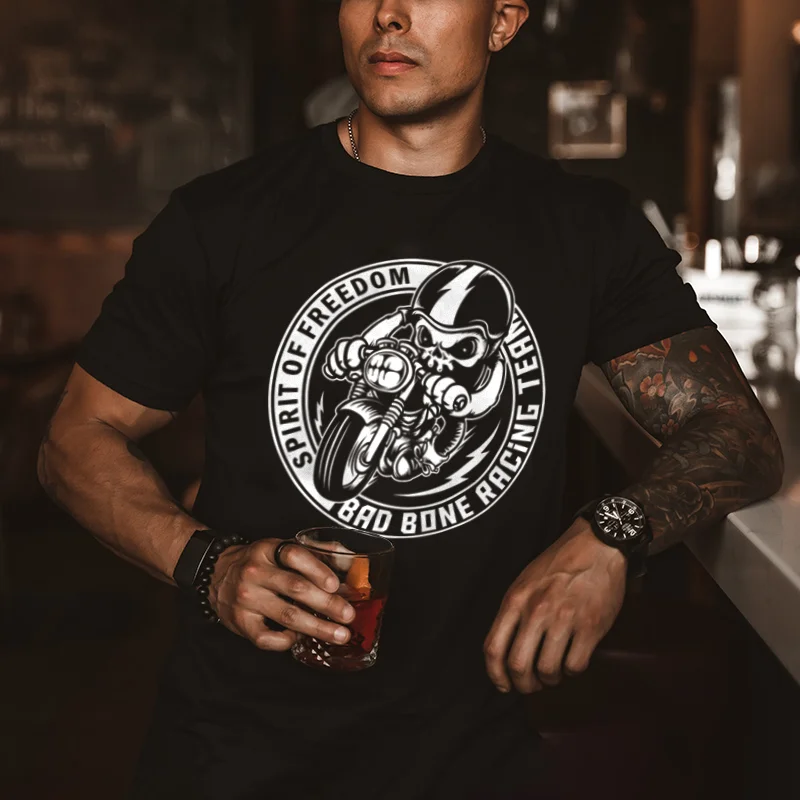 UPRANDY Spirit of freedom skull print designer t-shirt -  UPRANDY
