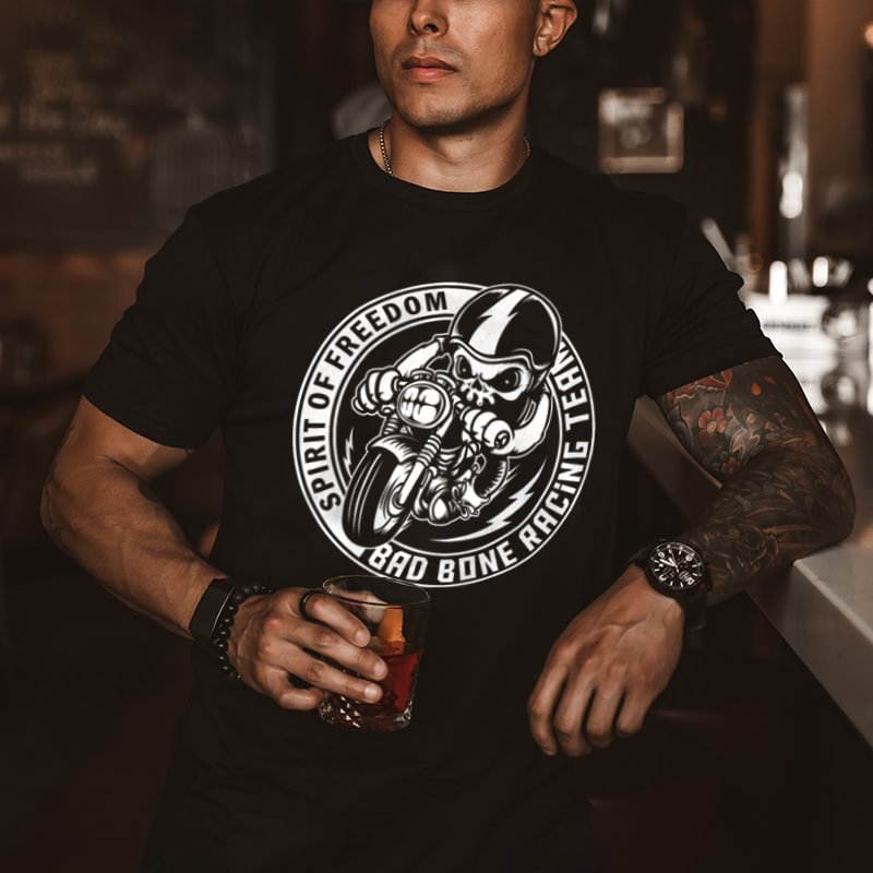 UPRANDY Spirit of freedom skull print designer t-shirt -  UPRANDY
