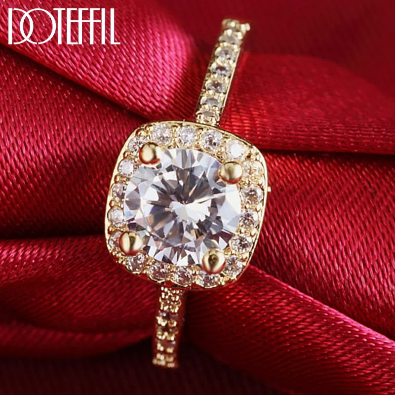 DOTEFFIL 925 Sterling Silver/Gold/Rose Gold 6#/7#/8#/9# AAA Zircon Ring  For Women Jewelry