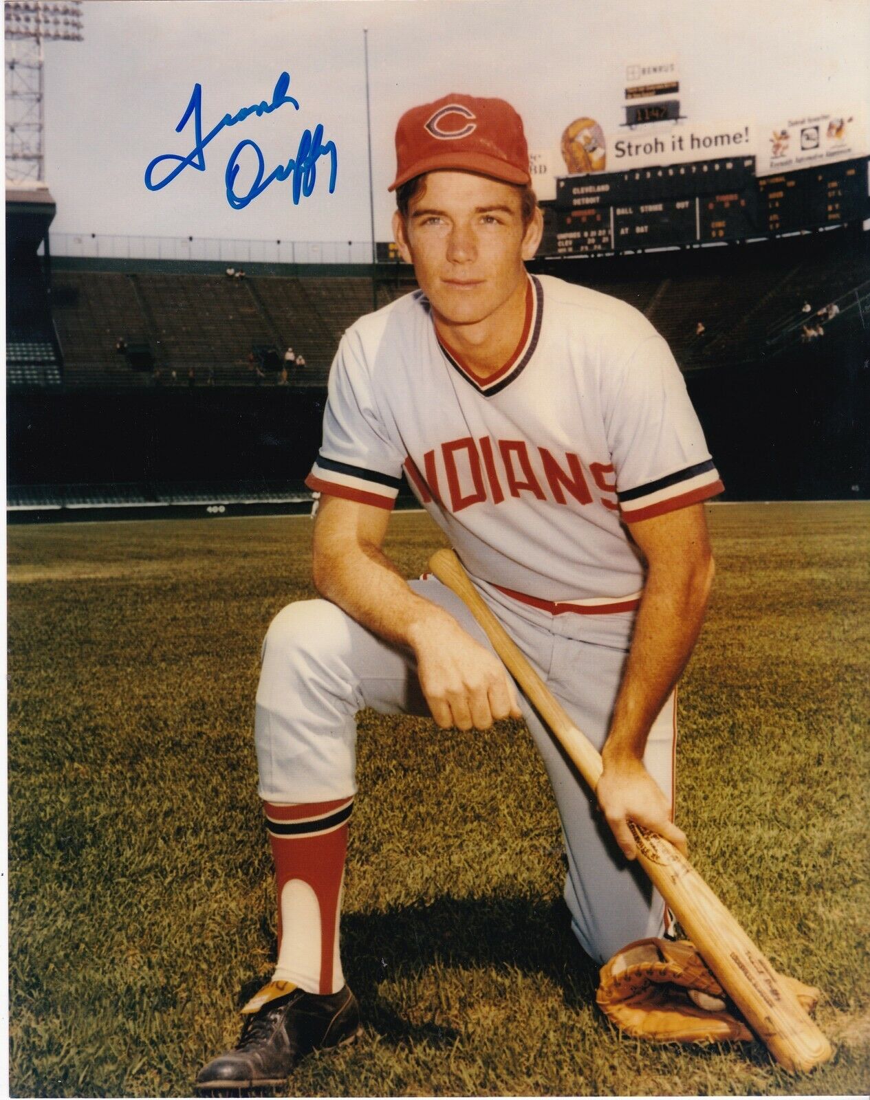 FRANK DUFFY CLEVELAND INDIANS ACTION SIGNED 8x10