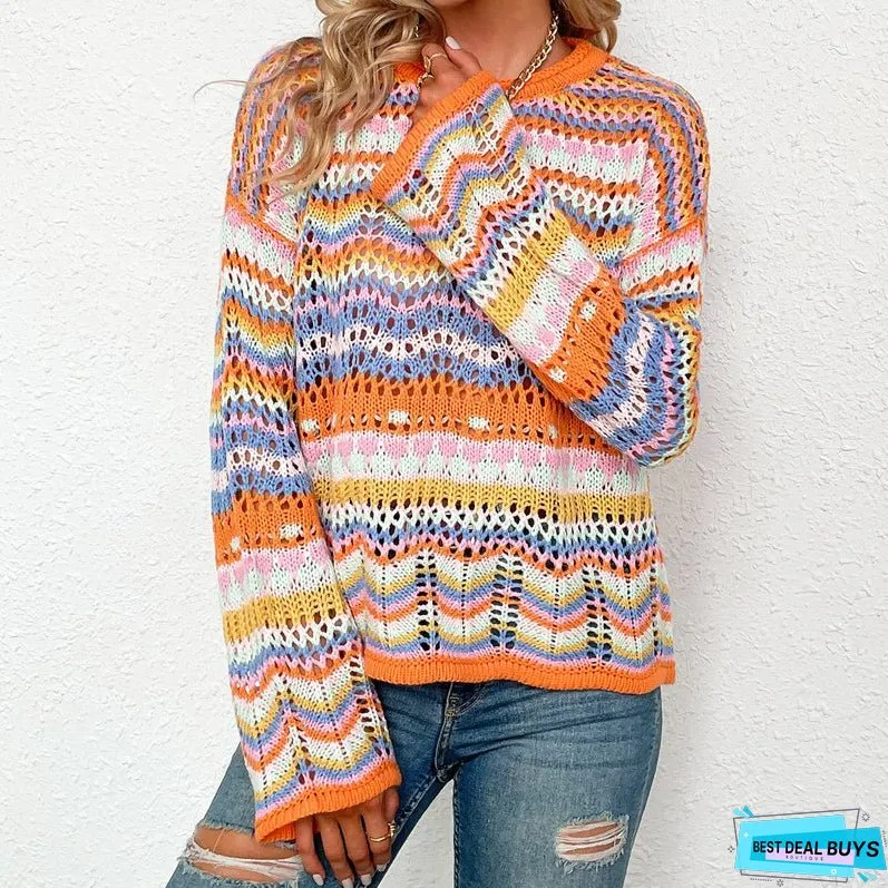 Colourful Striped Knit Sweater