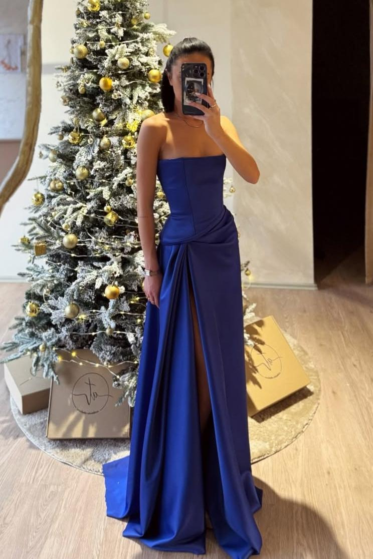 Lisliy Sleeveless Strapless Chic Prom Dress With Split