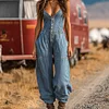 Women's Western Cowboy Style Outdoor Casual Denim Jumpsuit Trousers by Inlyline