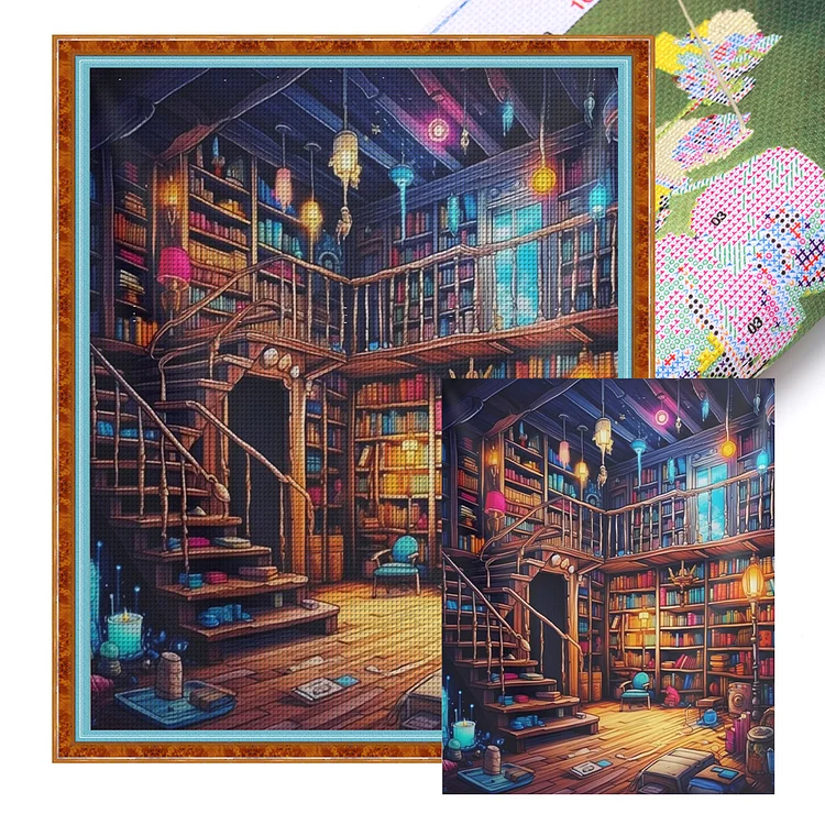 Book House (50*60cm) 11CT Stamped Cross Stitch gbfke