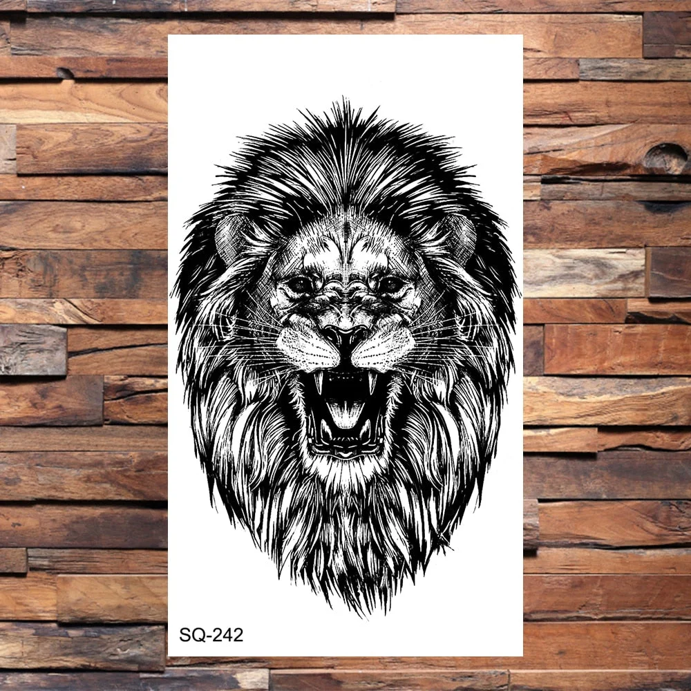Skull Temporary Tattoos For Adults Men Realistic Tiger Lion Forest Praying Tatoos Vampire Snake Fake Tattoo Sticker Body Leg