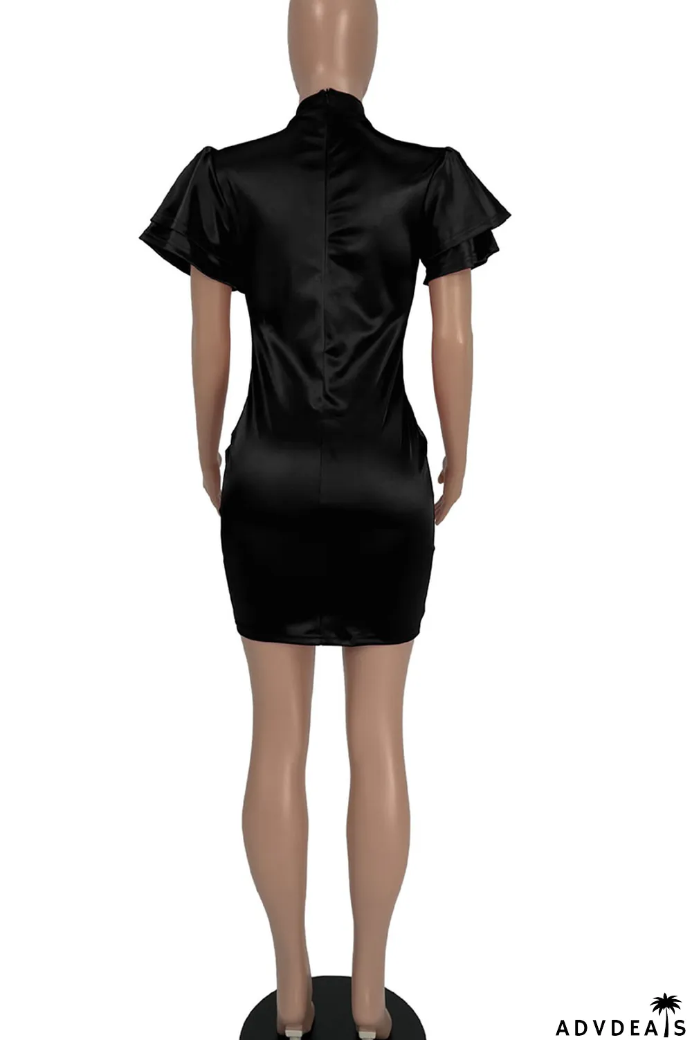 Champagne Casual Solid Split Joint O Neck One Step Skirt Dresses