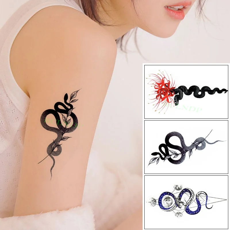 Waterproof Temporary Tattoo Sticker Sexy Snake Element Fake Tatoo Flash Tatto Body Art for Women Men tatuajes temporales