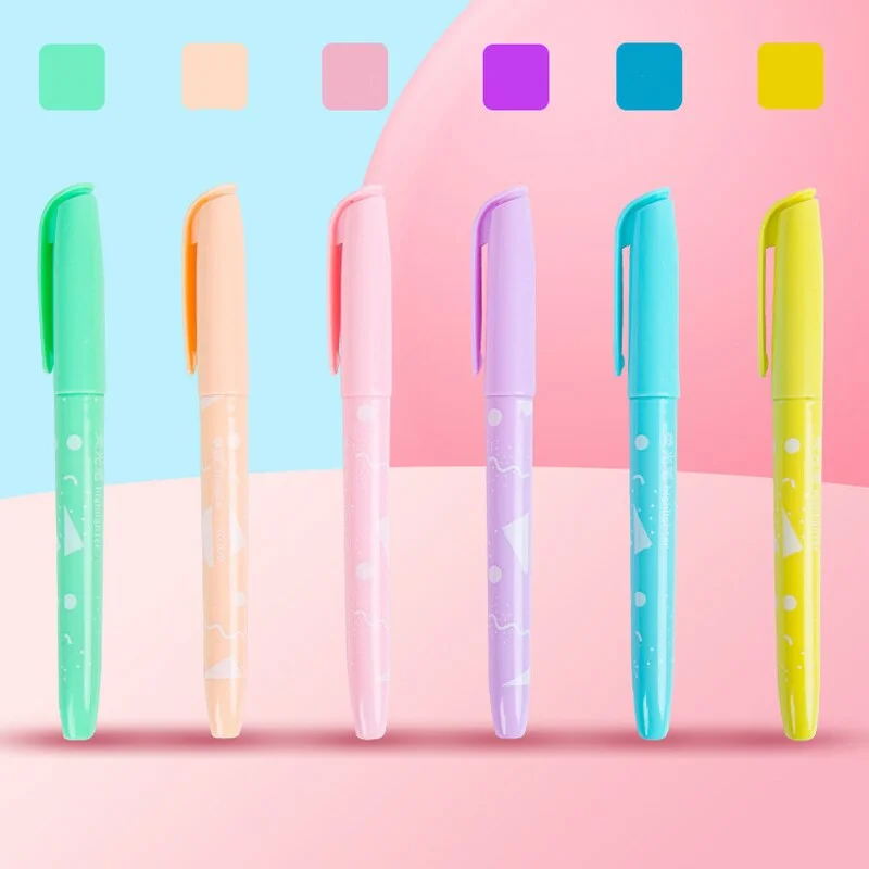 6Pcs Creative Cute Color Highlighter Hand Account Pen Child Gift Marker Pen Office&School Supplies Wholesale