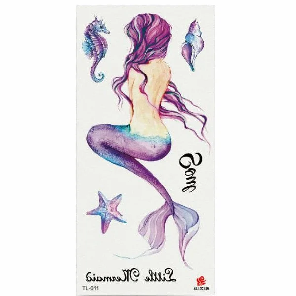 1pcs Flower Animal Body Art Temporary Waterproof Tattoo Sticker Wolf Mermaid Designs