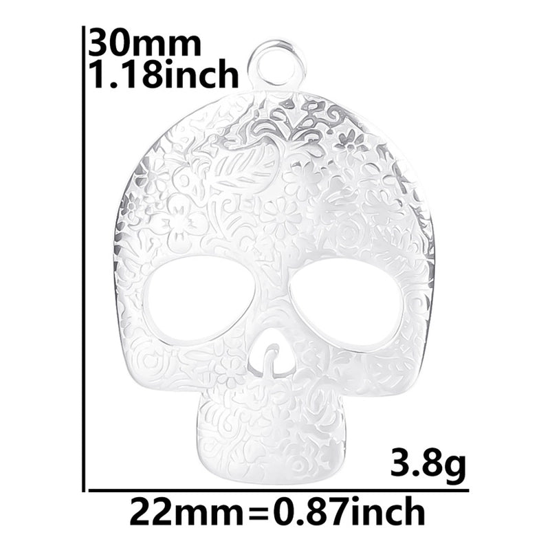 2 Pieces Minimalist Classic Style Skull 304 Stainless Steel Plating Pendant Necklace