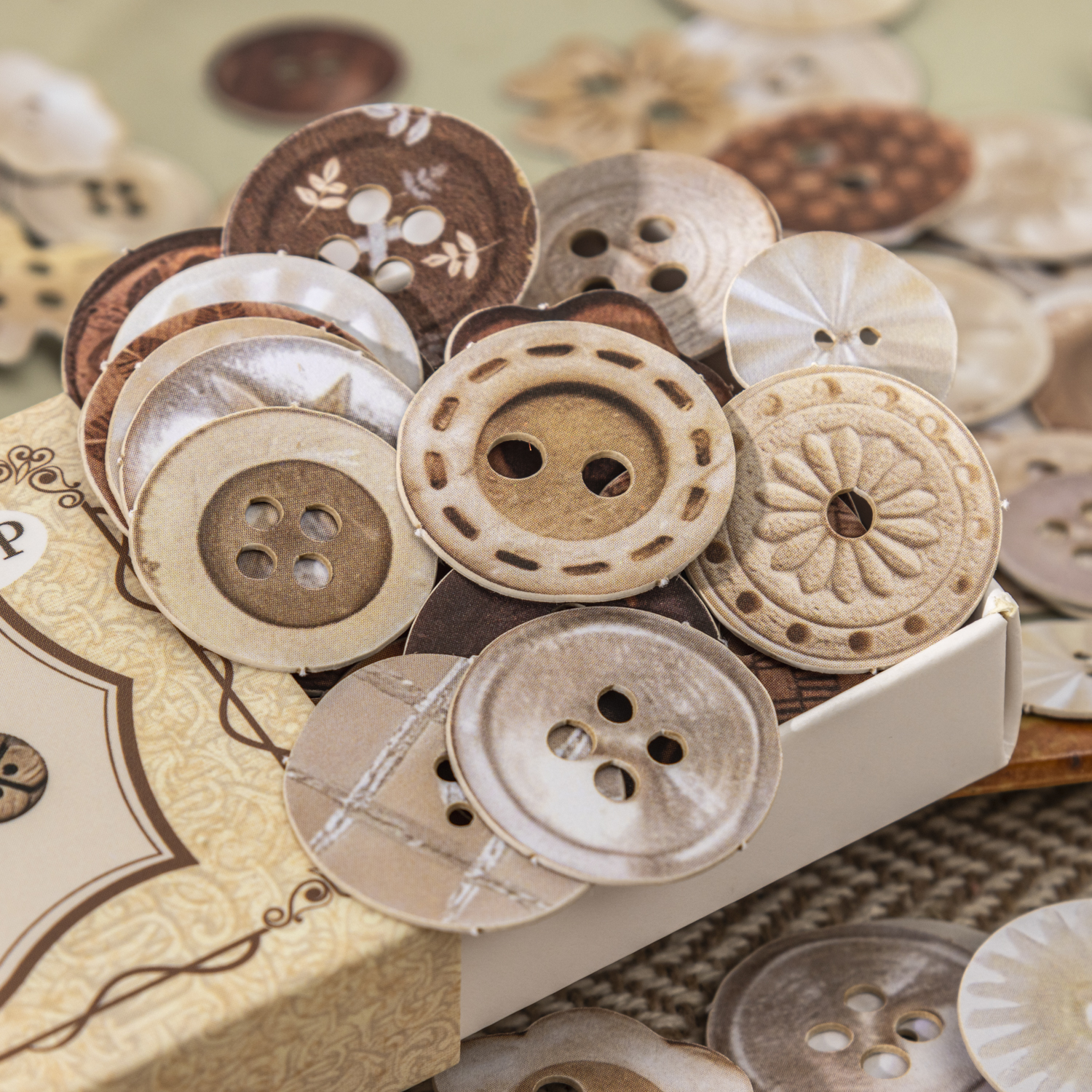 스티커 - 손가락 끝 버튼 시리즈 빈티지 모조 버튼 (속이 빈 형태)