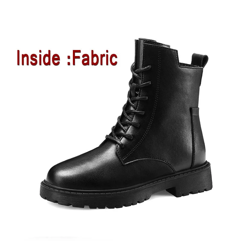 Winter Women Ankle Boots Black Platform 2021 Fashion Autumn Warm Fur Motorcycle Non-slip Waterproof Female Shoes Chunky Boots