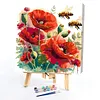 Framed Poppies And Bees-Paint by Numbers Acrylic Painting 35*35CM With Color Box 5ML(24Colors)