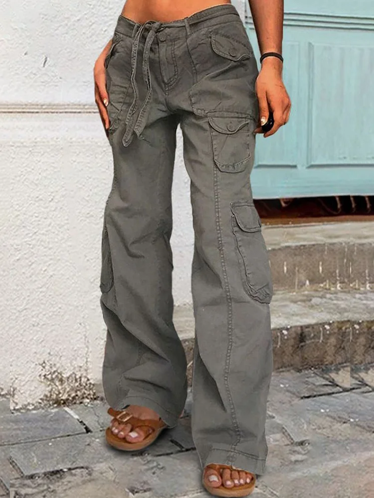 Retro Street Style Loose Slim Straight Cargo Pants
