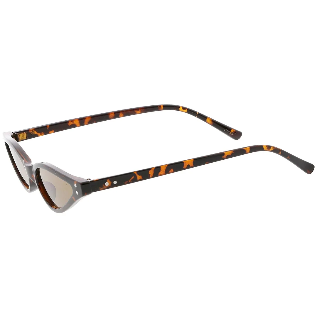 Extreme Thin Cat Eye glasses Neutral Colored Flat Lens 53mm