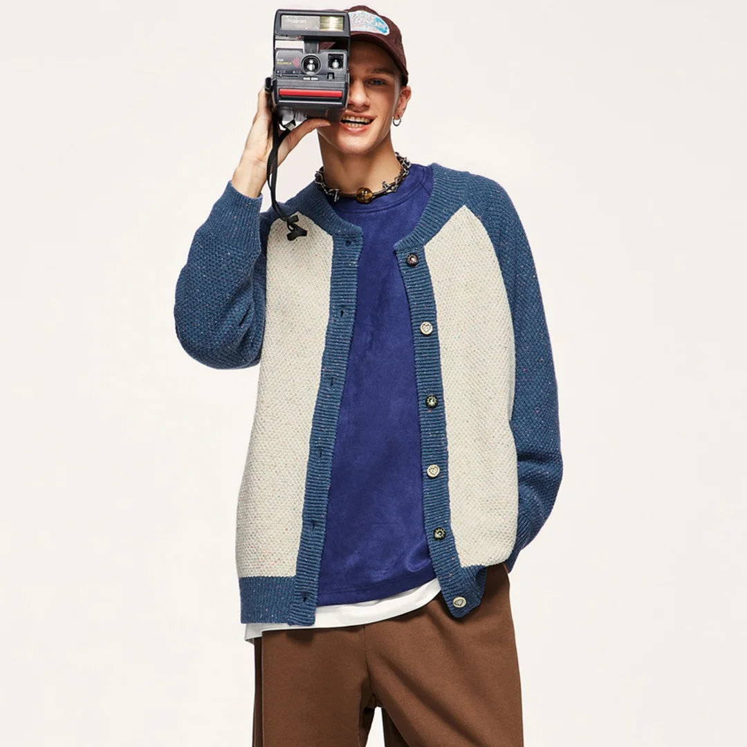 Vintage contrast sweater jacket
