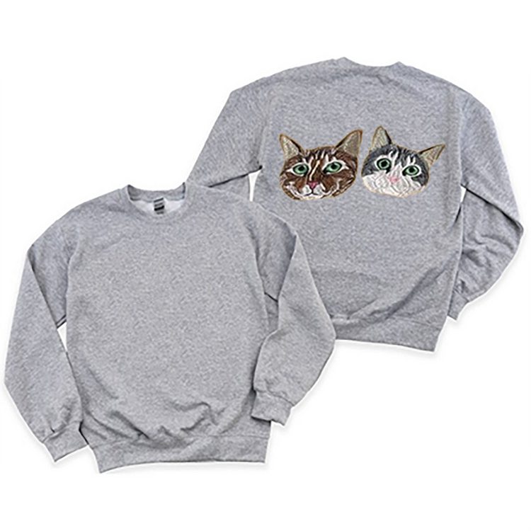 Custom Embroidered Pet Portrait Hoodie, Embroidered Pet Portrait on the Back of Sweatshirt