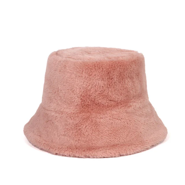 Hip Hop Bucket Hats Streetwear Plain Furry Hat at Hiphopee