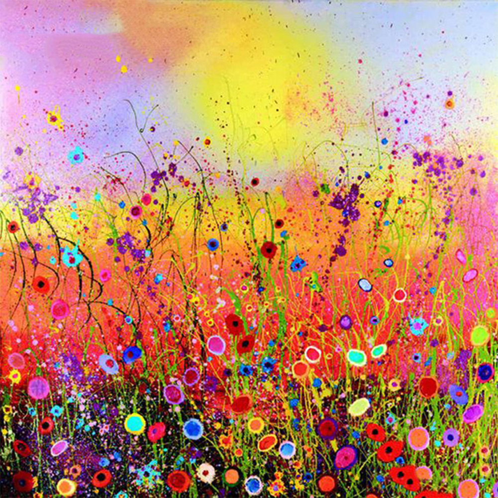 Color Flower Field 30x30cm(canvas) full round drill diamond painting