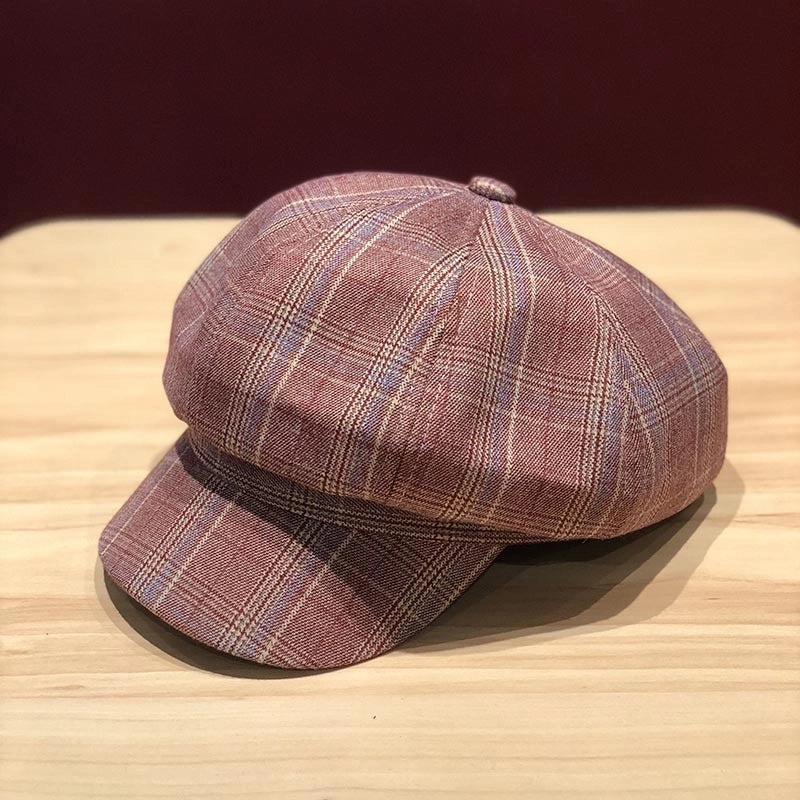 Women’s Lady Plaid Curved Eaves Newsboy Cap