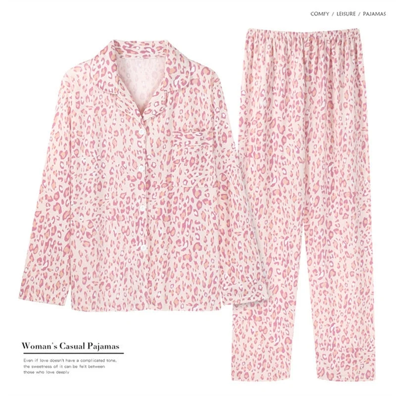 Women's Pajamas Set Soft Pyjamas Plus Size Women's Clothes Homewear Spring Sleepwear 2 Piece Set Sleeping Shirt Home Wear