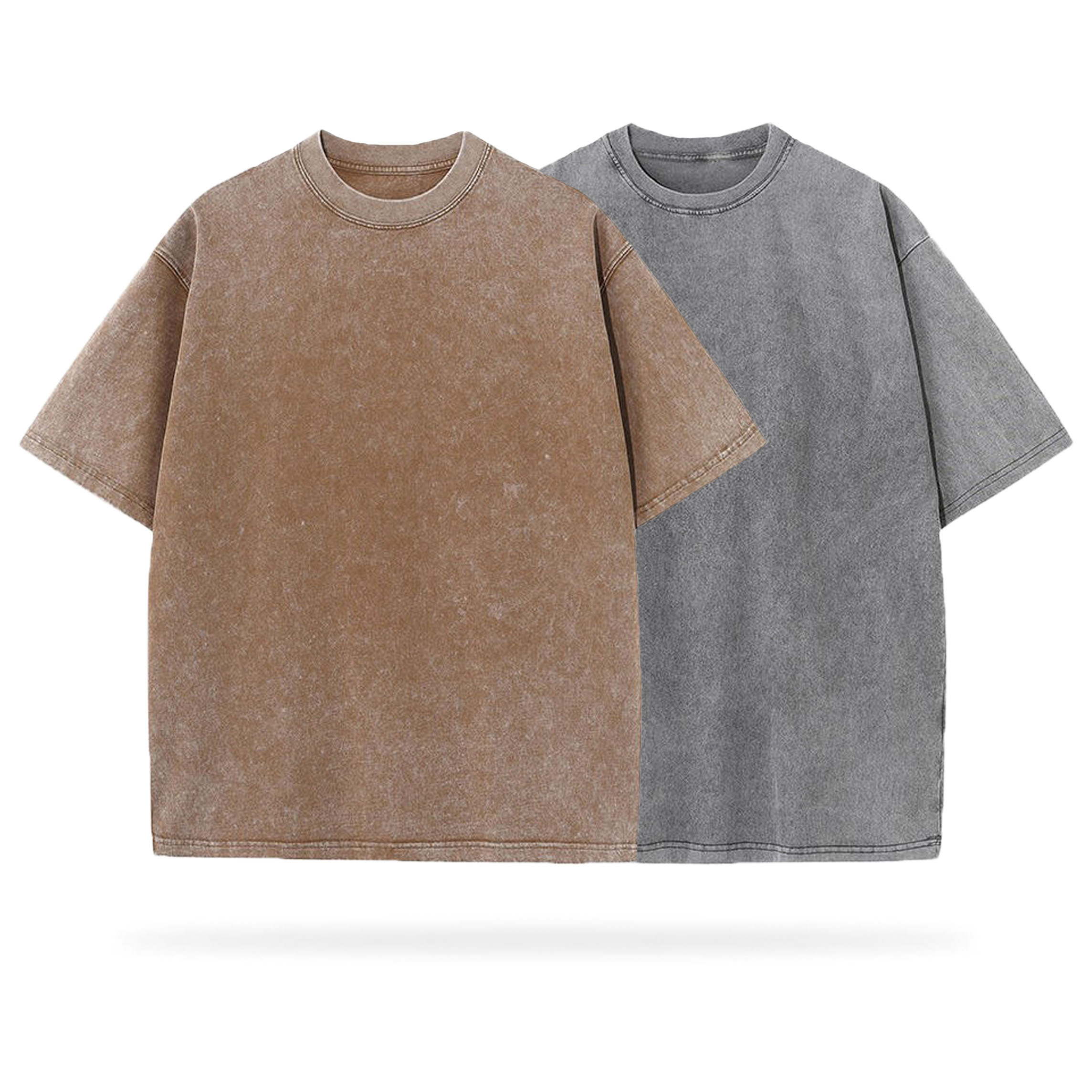 Sopula Essentials Men's Washed Blank Tees 2-Pack (Grey, Khaki) - SOPULA