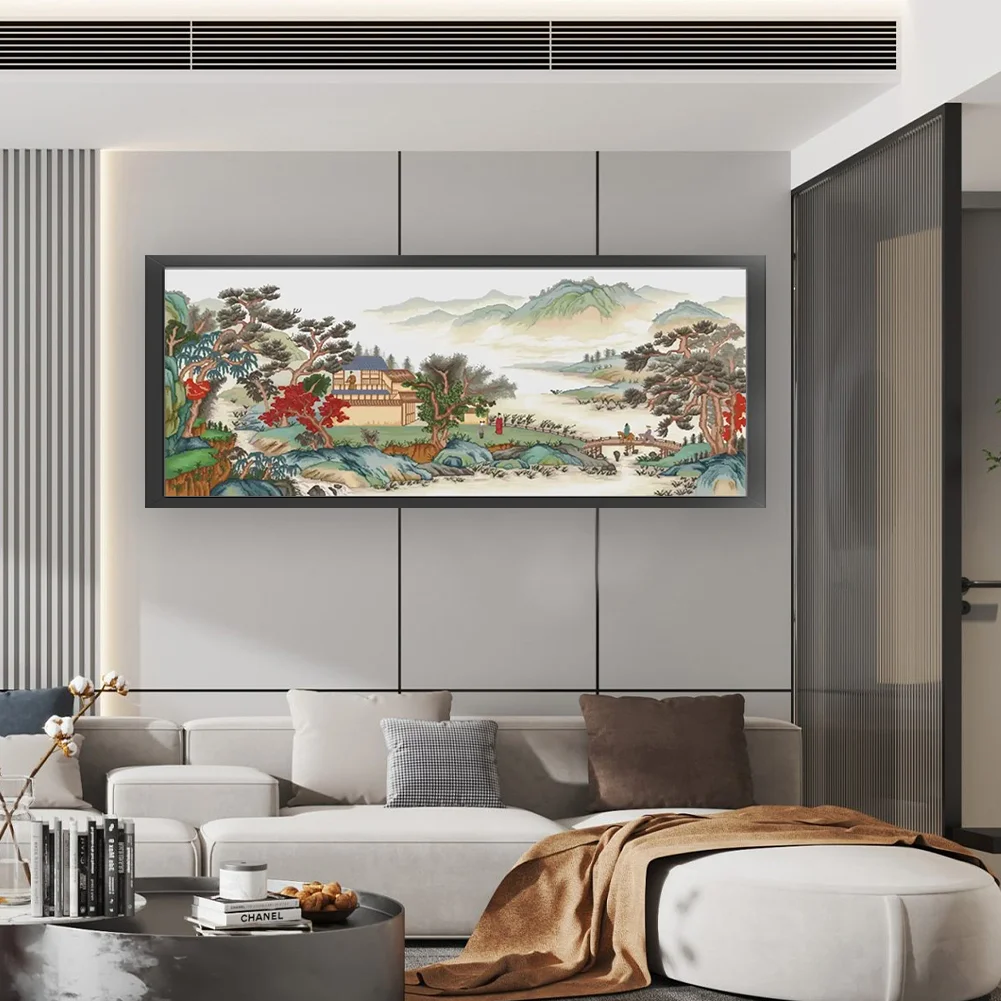 11CT Full Stamped Cross Stitch - Landscape(Canvas|195*83CM)