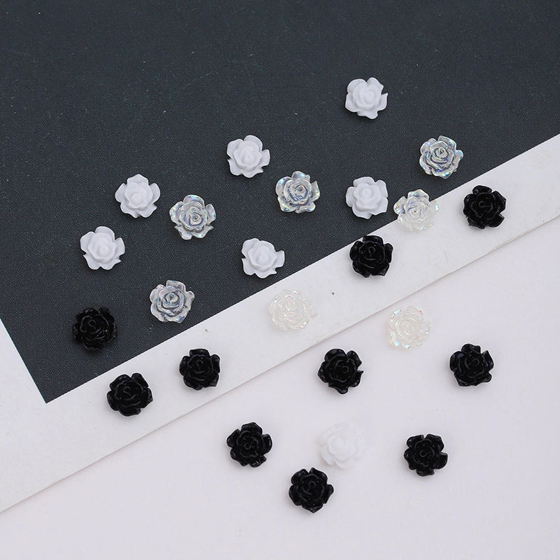 New Manicure Camellia Pearl Paint White Aurora Petal Size Rose Resin Flower Nail Decoration