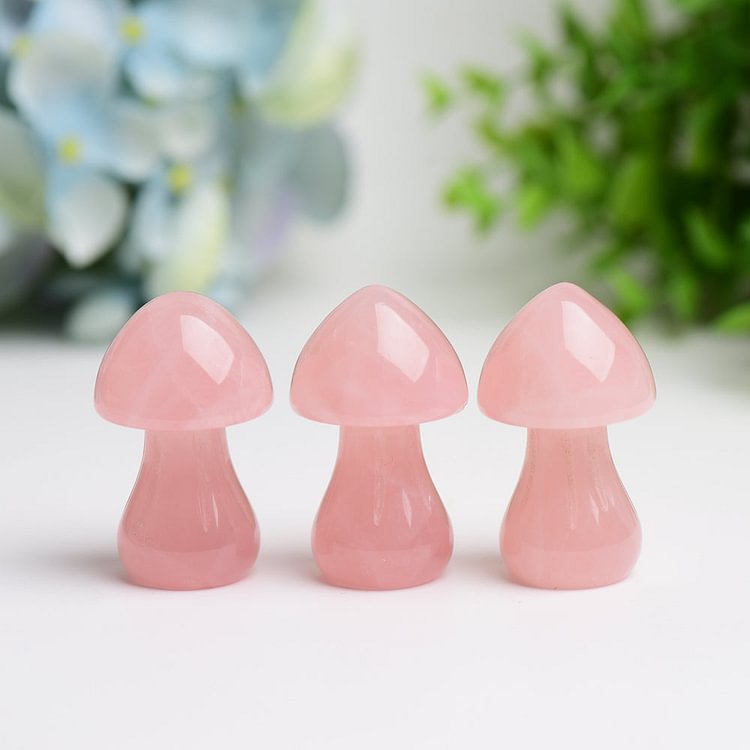 2.0" Rose Quartz Mushroom Crystal Carving Plants Bulk Crystal