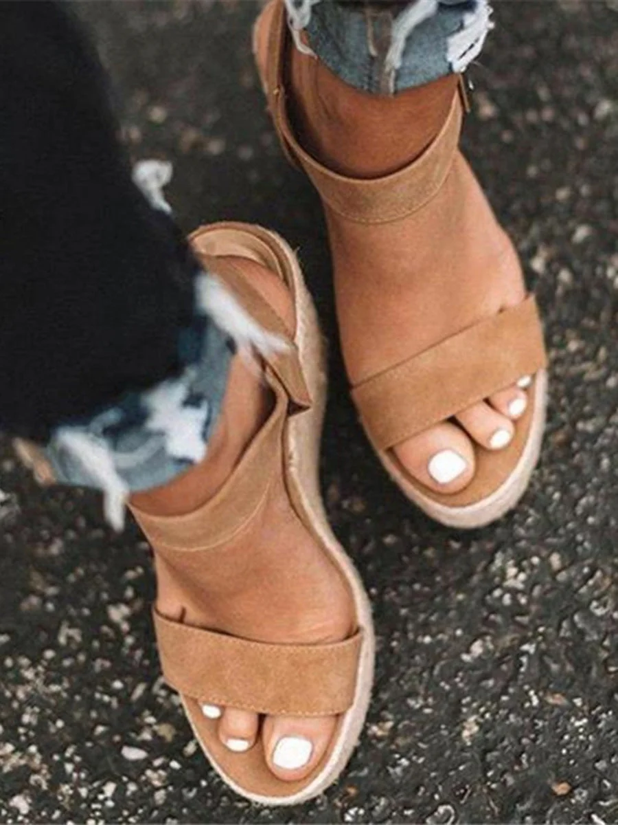 Fashion Open-Toed Slope Heel Slingback Sandal