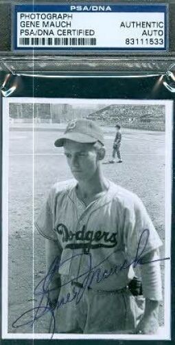 Gene Mauch Dodgers Signed Orig Photo Poster painting Psa/dna Autograph Authentic