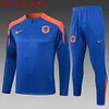 2024 Netherlands Half-Pull Training Suit Royal Colorful Blue Football Shirt 1:1 Thai Quality
