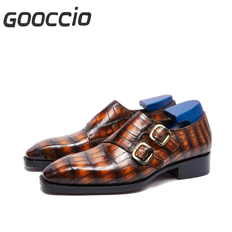 XE180 Crocodile Leather Dress Shoes/Monk Shoes For Men  GOOCCIO   