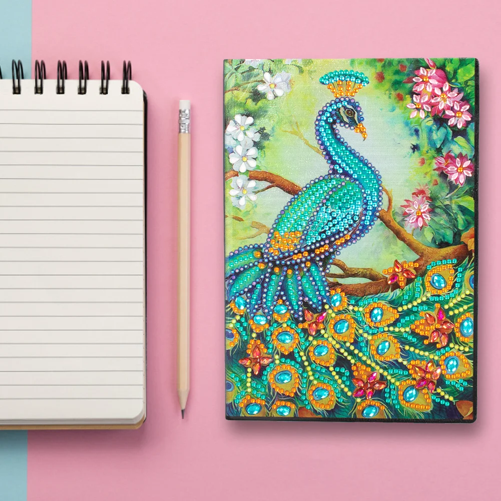 50 Pages A5 Peacock Special Shape Drill Notebook 【No Strip】