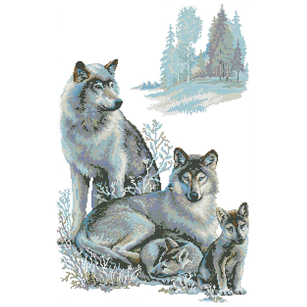 

Family Of Wolves - 14CT Stamped Cross Stitch - 45*64cm, 501 Original