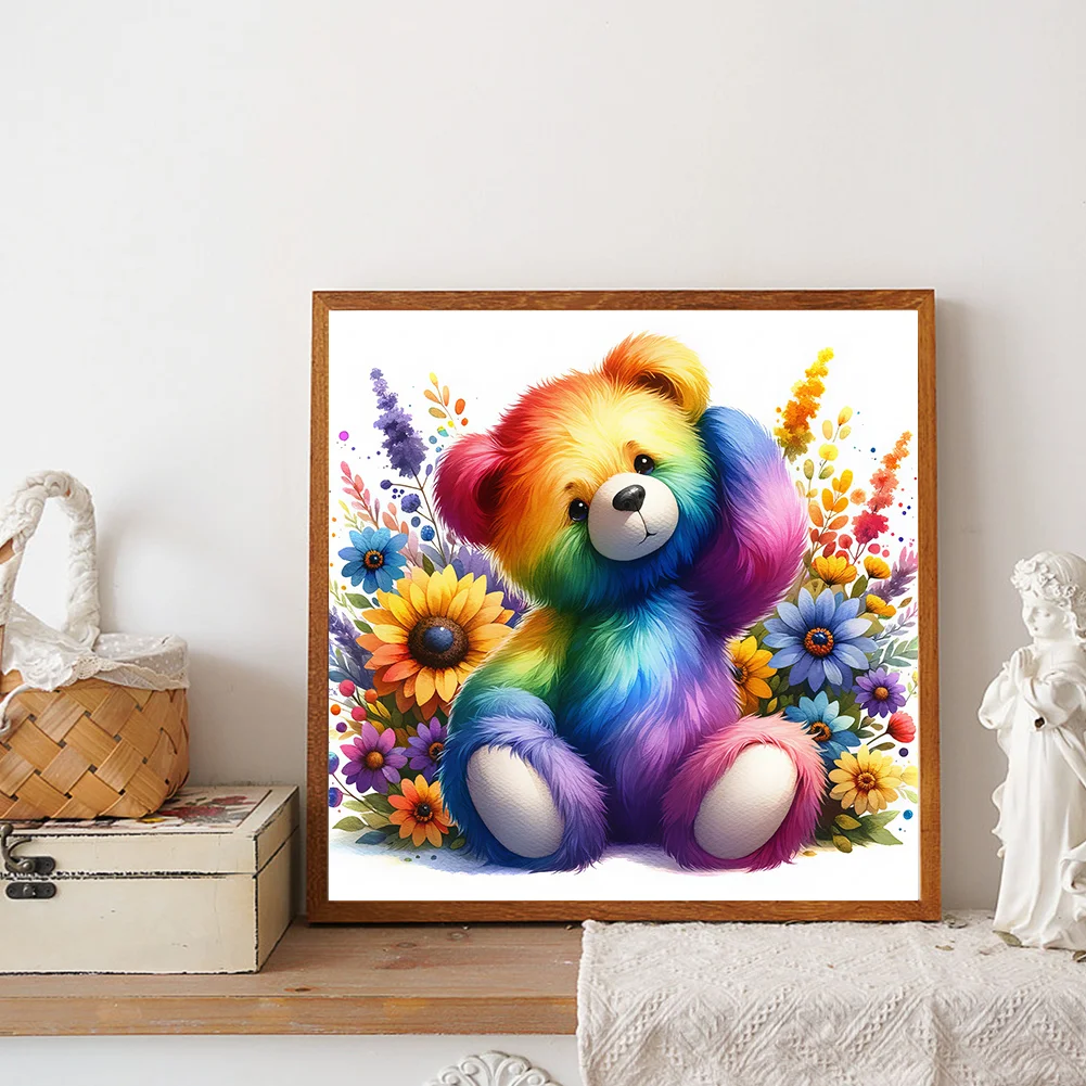 Diamond Painting - Full Round Drill - Rainbow Bear(Canvas|30*30cm)