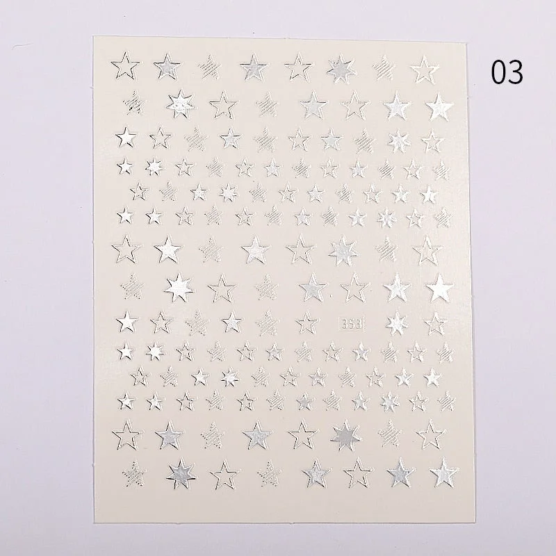 3D Glitter French Stickers On Nails Silver Powder White Hypotenuse Edge Nail Art Decals Sliders Shiny Adhesive Sliders Manicures