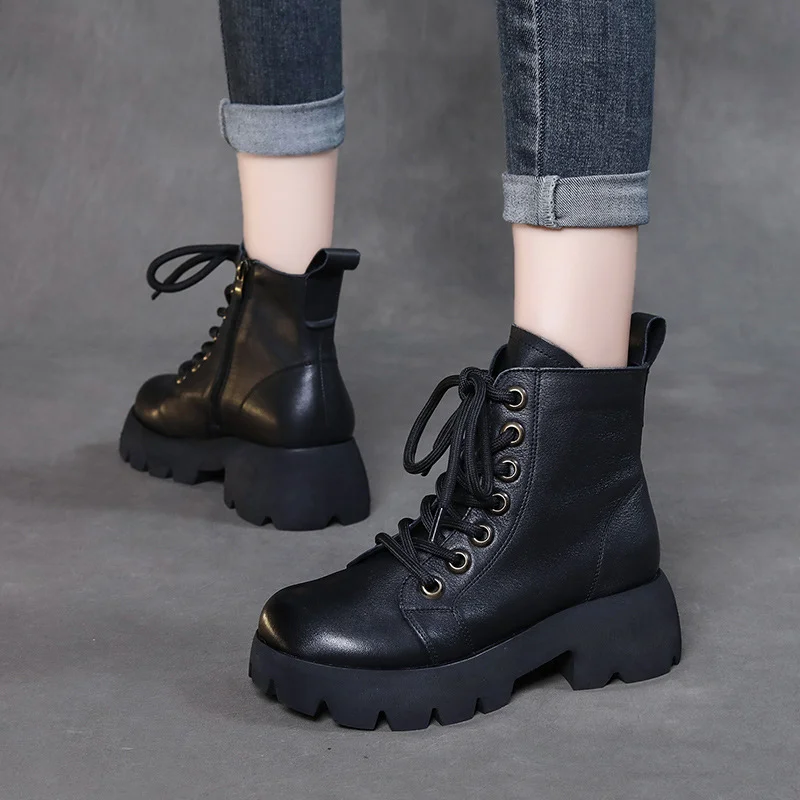 Yyvonne Time 99] Water Washing Layer Of Kraft Rubber Foam Bottom List Plus Velvet With Handmade Martin Boots Woman