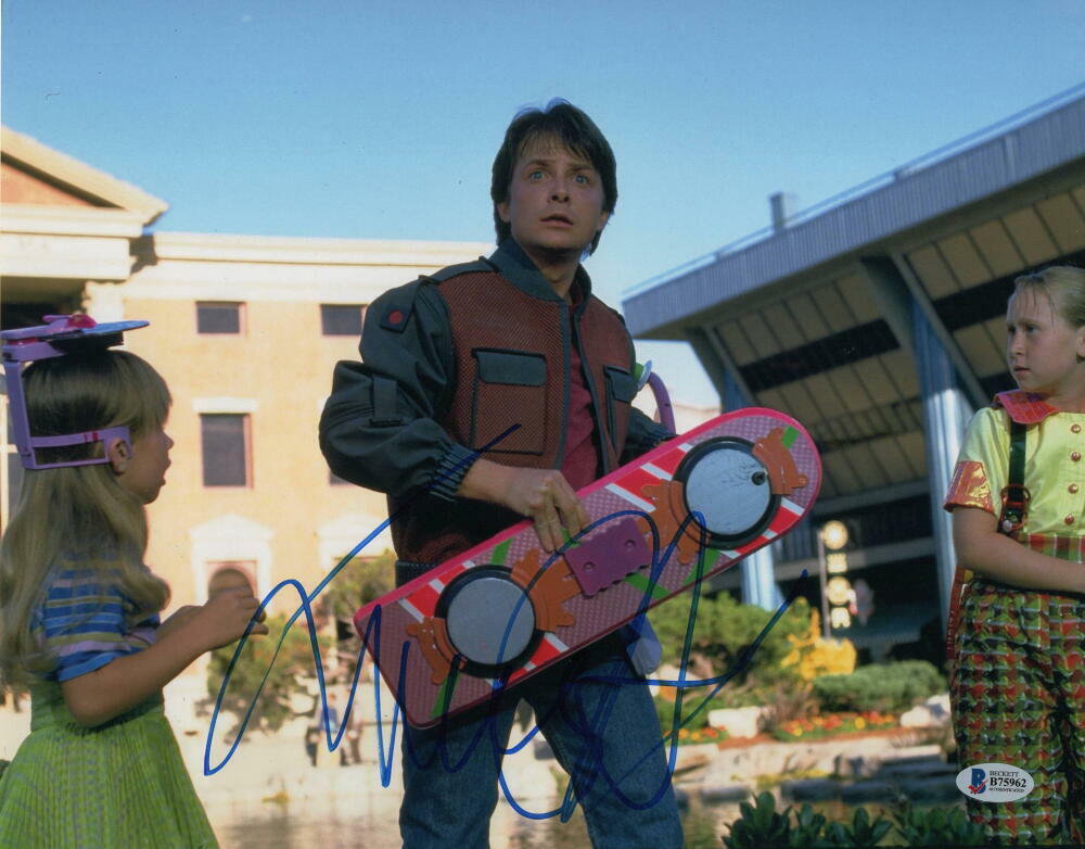 MICHAEL J FOX SIGNED AUTOGRAPH 11x14 Photo Poster painting - MARTY BACK TO THE FUTURE 6 BECKETT