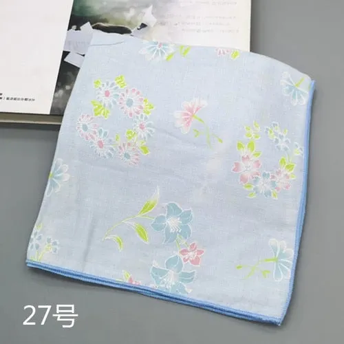 Handkerchiefs Women Kawaii Printing Simple Square Towel Pocket Elegant All-match Womens Leisure Female Cute Handkerchief Cotton