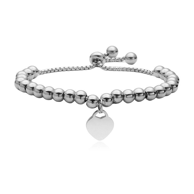 Retro Minimalist Heart Shape 304 Stainless Steel Ball Chain Bracelets In Bulk