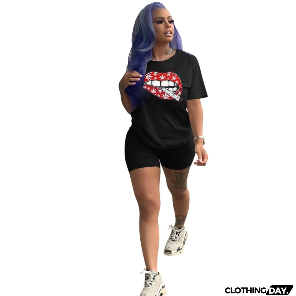 Summer Casual Two Piece Biker Shorts Set