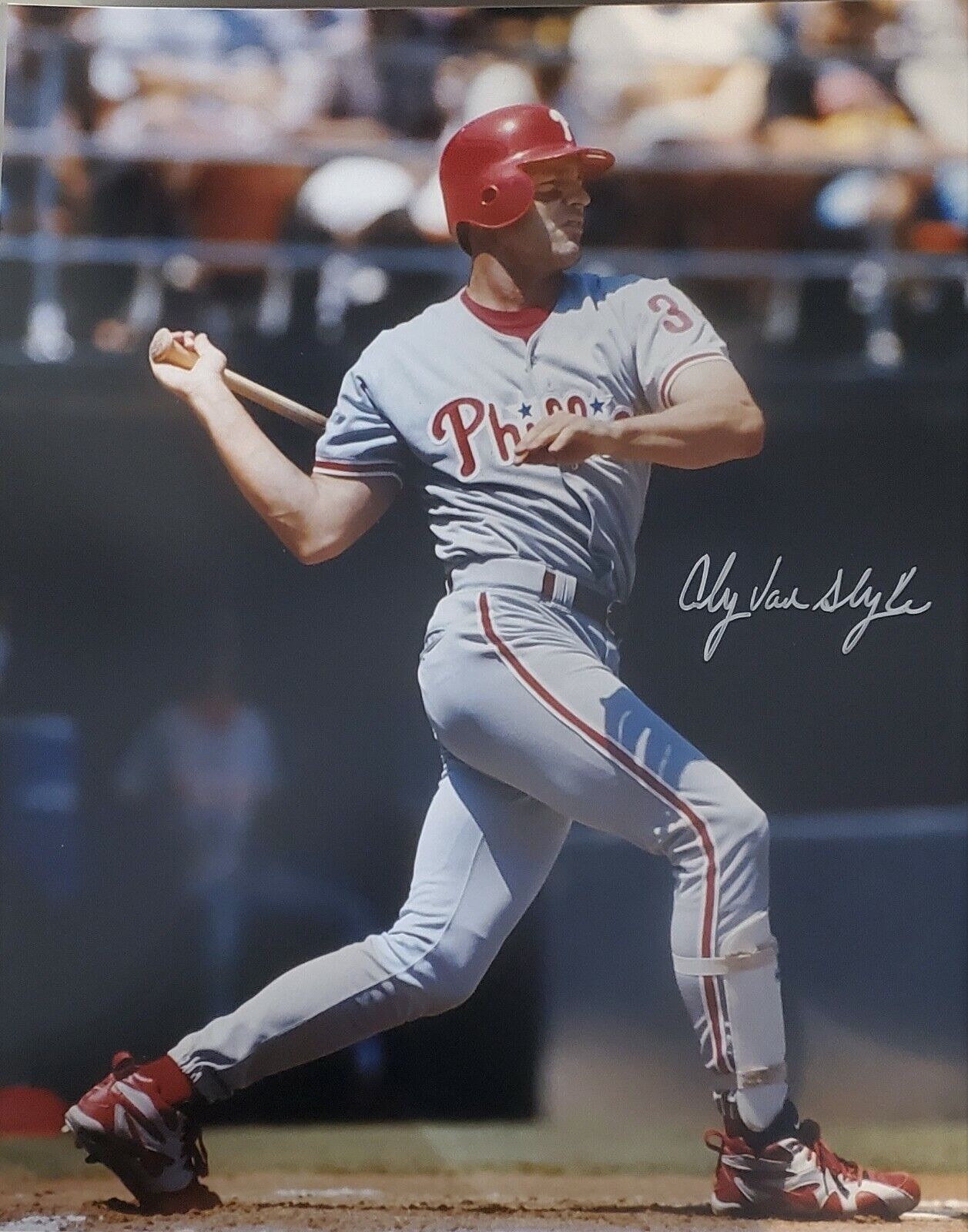 Signed 16x20 ANDY VAN SLYKE PHILADELPHIA PHILLIES Photo Poster painting- COA