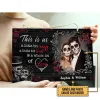 Custom Photo Gift Skeleton Skull Couple Husband Wife A Little Bit Of Crazy Custom Wood Rectangle Sign