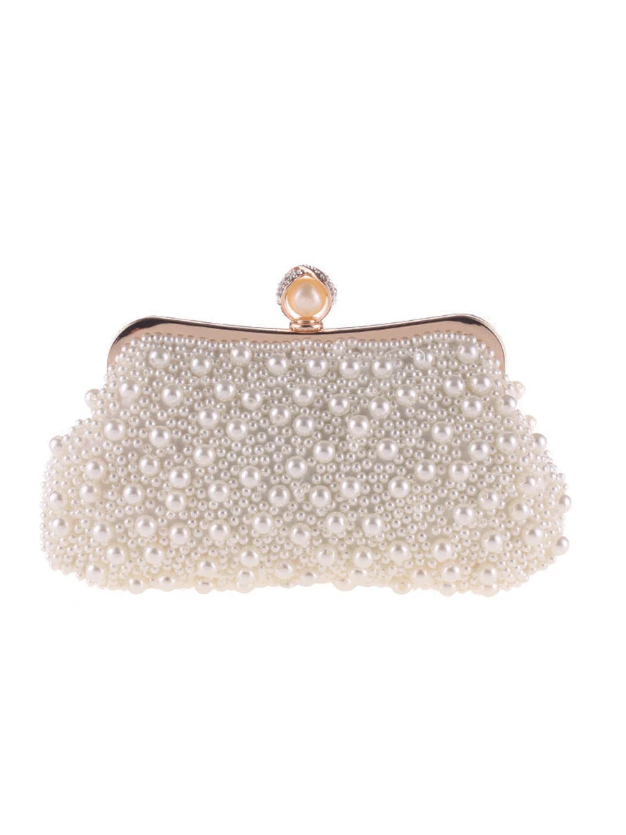 Women's Clutch Purse Pearl Crystal Beaded Chain Vintage Evening Bag